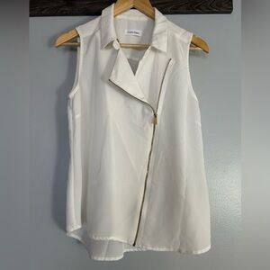 Calvin Klein White Tank Top Size Large 
Dressy Loose Style